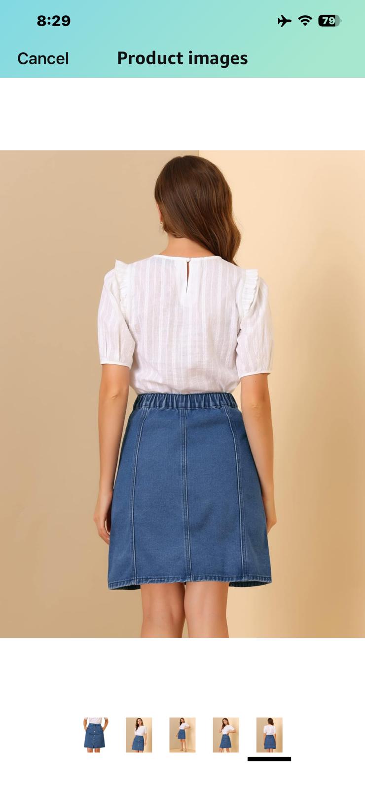 Allegra K Women's Denim Skirts 2024 Summer Casual A-Line Short Button Down Jean