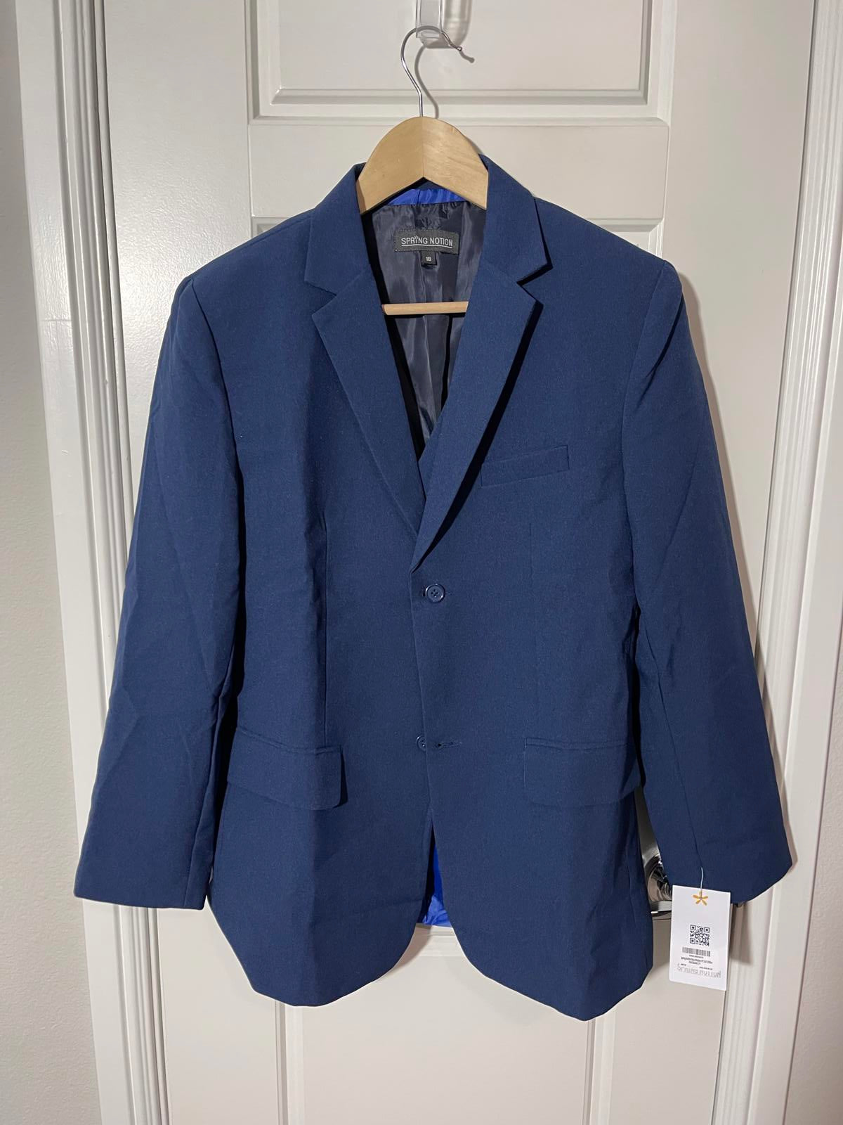 SPRING NOTION Boys Suits for Kids Size 16 Navy Blue 4 Pieces NO PANTS