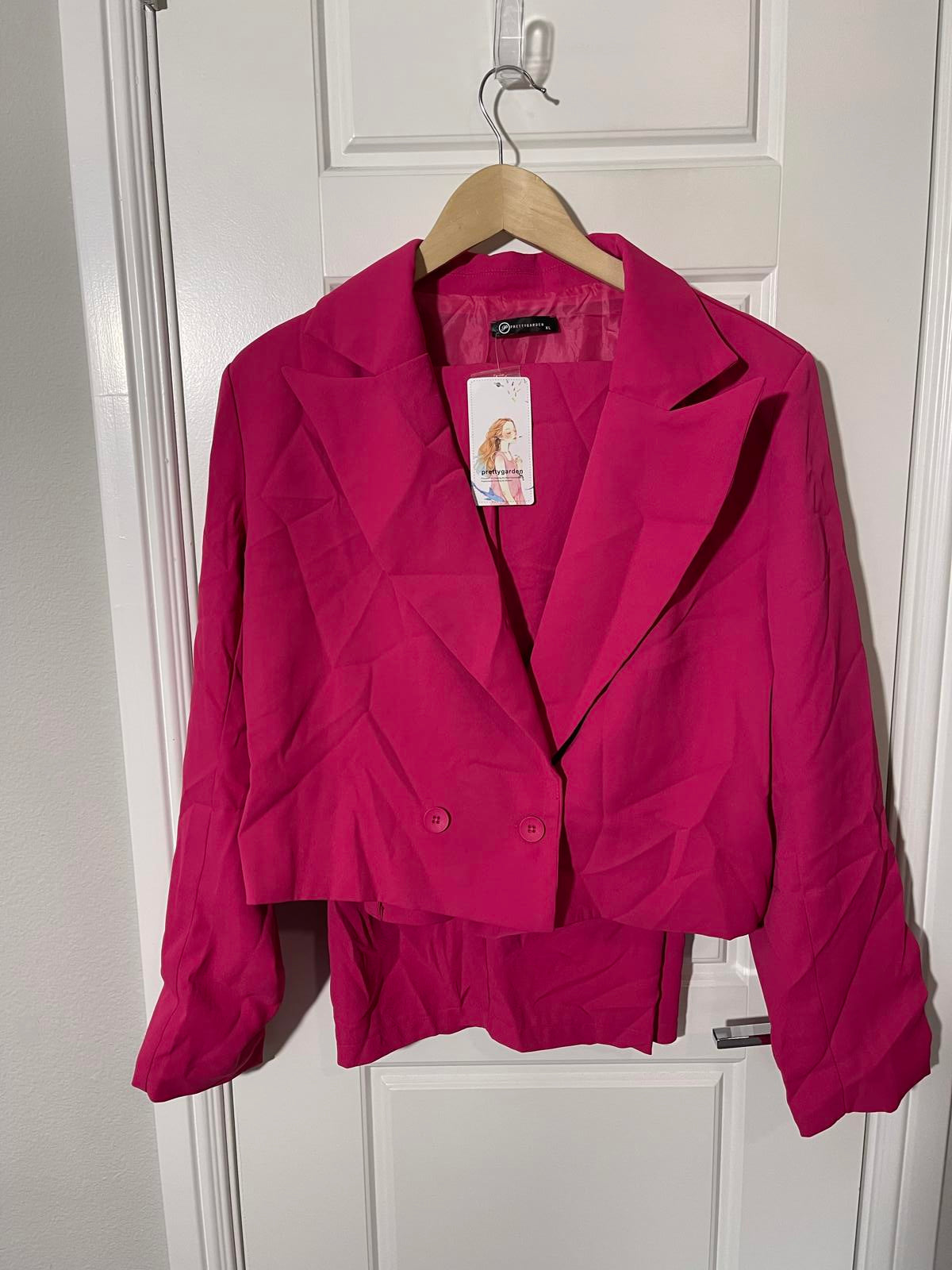 Pretty Garden Women’s Dress Suit Size XL Pink 2 Pieces Double Breasted