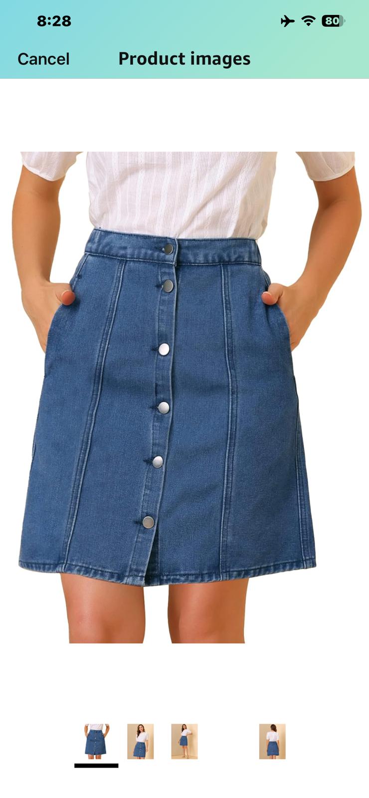 Allegra K Women's Denim Skirts 2024 Summer Casual A-Line Short Button Down Jean