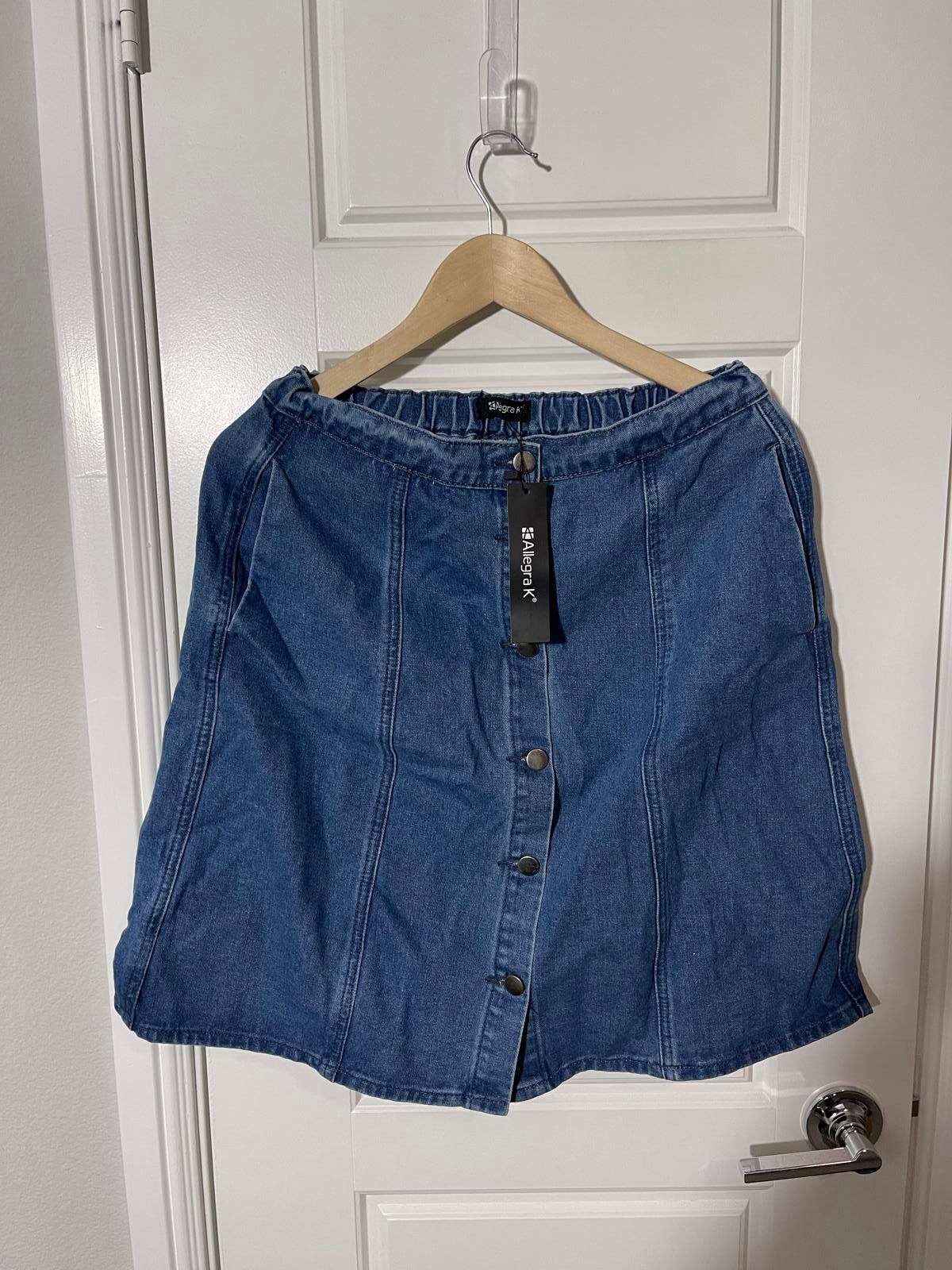 Allegra K Women's Denim Skirts 2024 Summer Casual A-Line Short Button Down Jean
